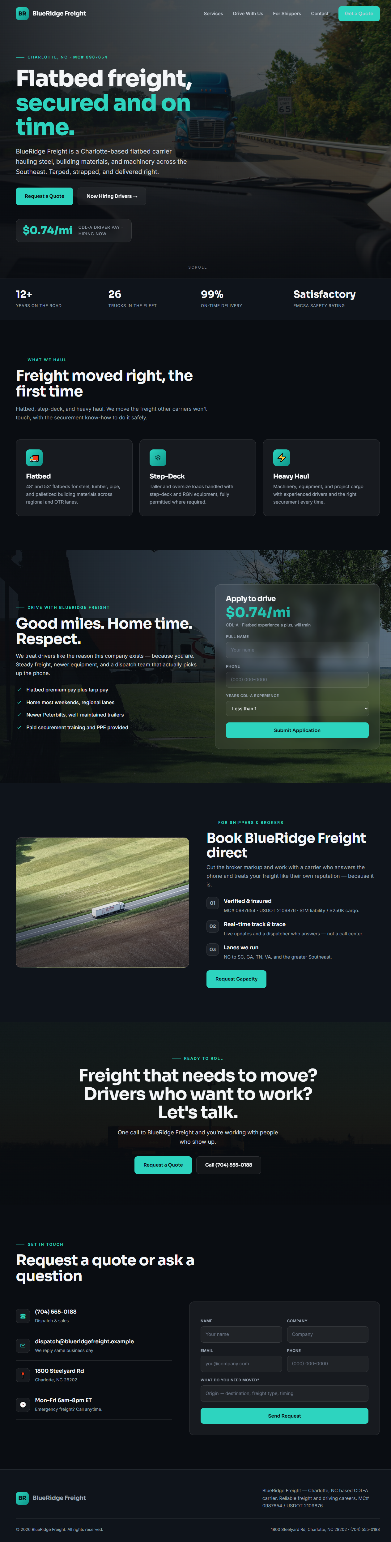 BlueRidge Freight website